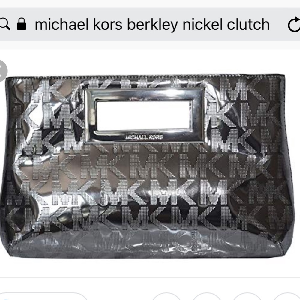 NWT Michael kora Berkley clutch nickel